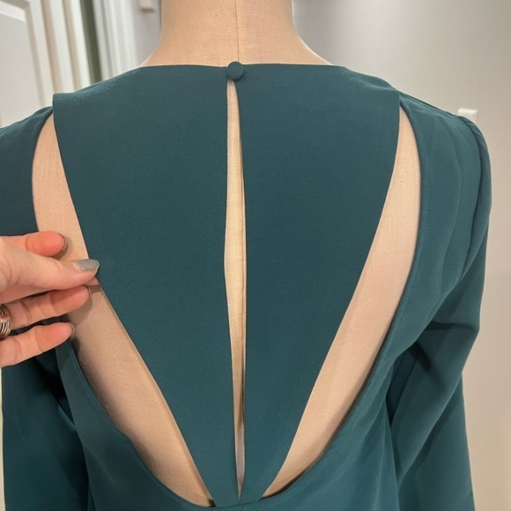 Kimchi Blue Long Sleeve Teal Green Dress with Back Cut Outs - Picture 7 of 15
